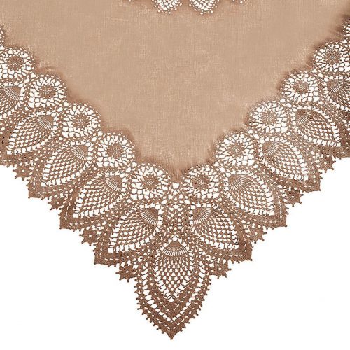 taupe vinyl waterproof tablecloth lace-TSLIMPV4-T