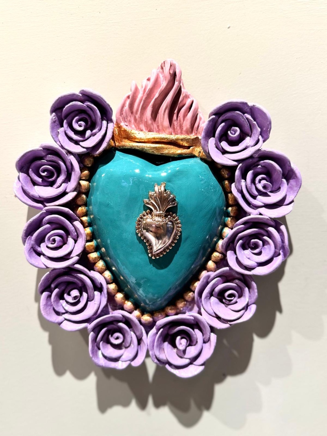 CUORE IN ARGILLA TURCHESE ROSE LILLA