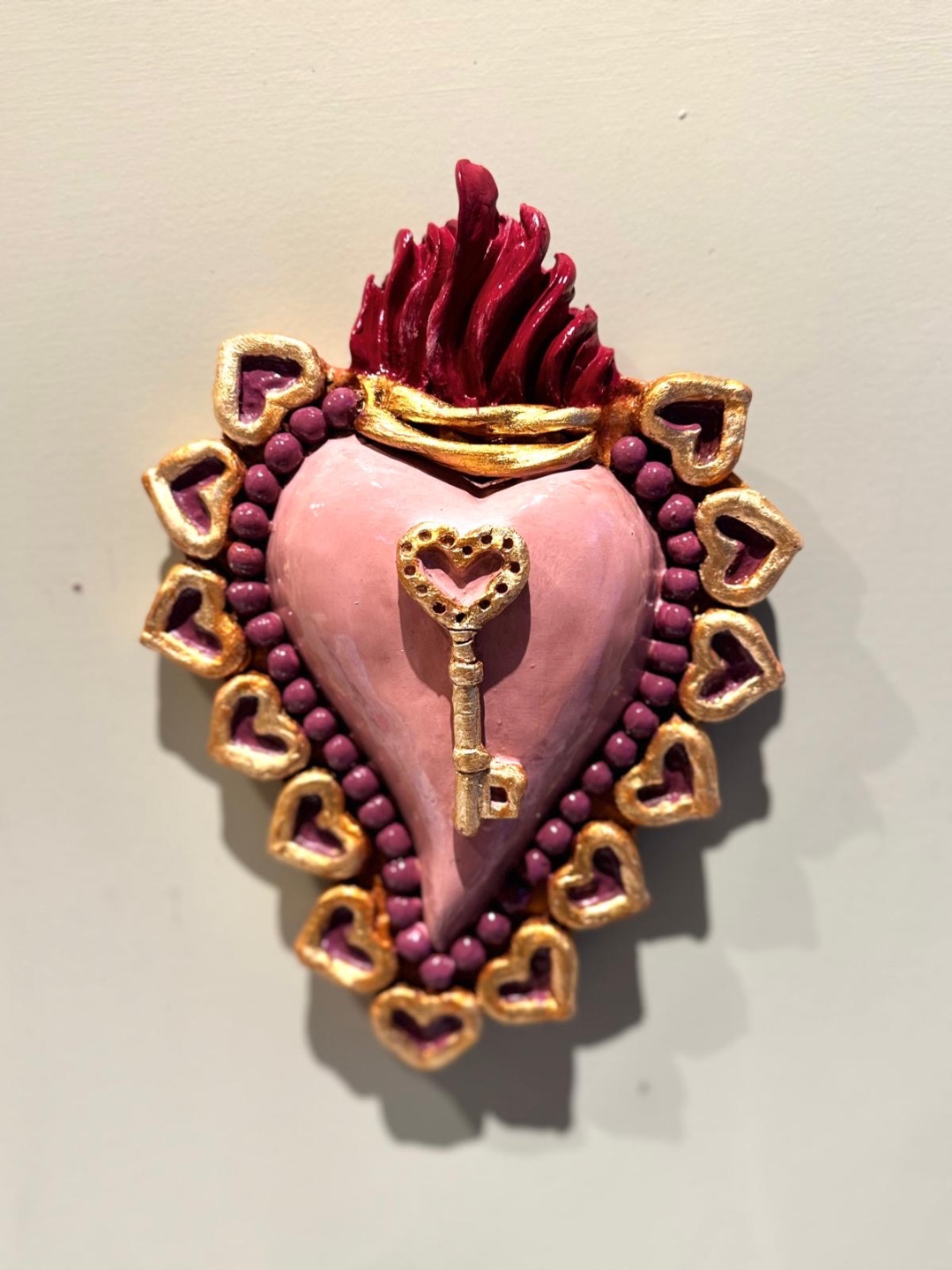 CUORE IN ARGILLA CHIAVE E CUORI