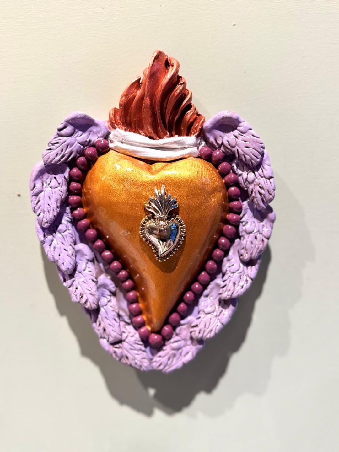 CUORE IN ARGILLA BRONZO ALI LILLA