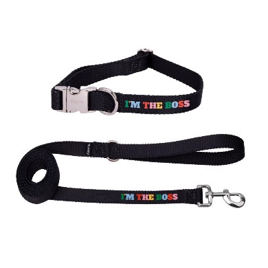 SET COLLARE E GUINZAGLIO “I’M THE BOSS” TG.S